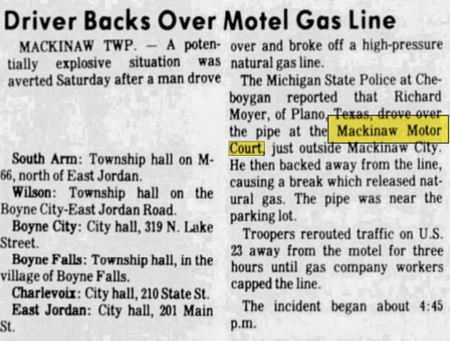 Mackinaw Motor Court - Aug 1984 Article On Gas Line Issue (newer photo)